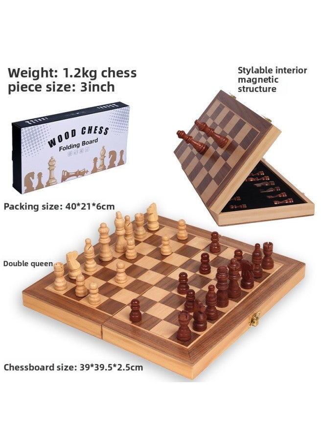 Cross-border high-grade solid wood magnetic chess foldable storage chessboard adult children competitive intelligence toys